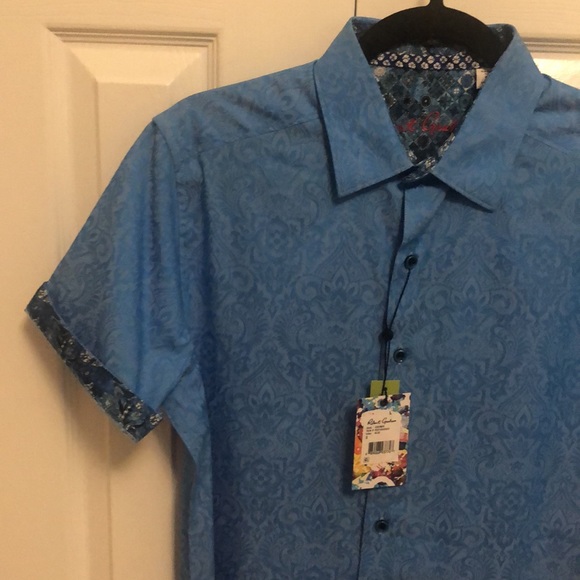 Mens NWT Robert Graham Short Sleeve Button Up Shirt (Size Small) - Picture 3 of 8